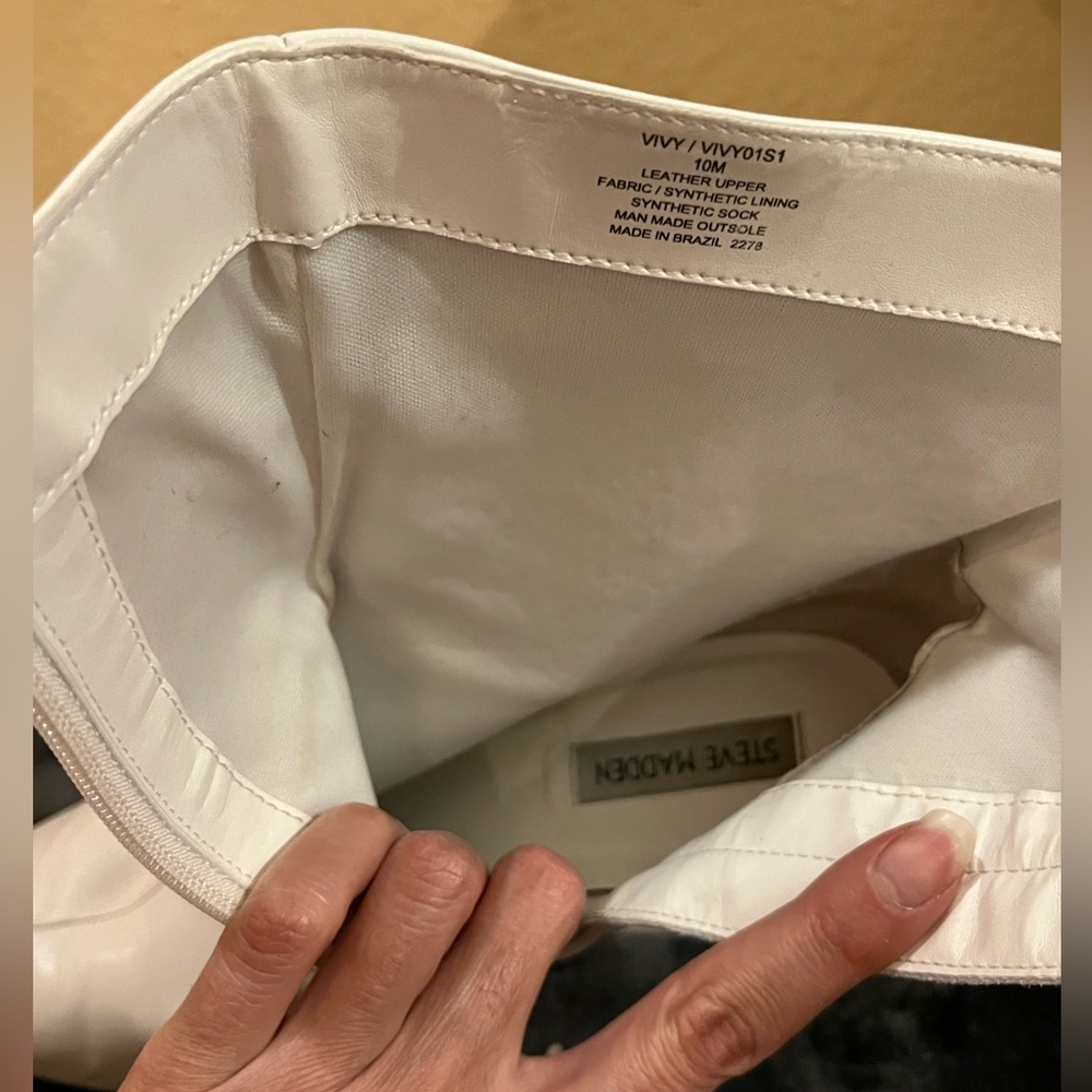 Steve Madden Cream Heeled Boots - Picture 11 of 12